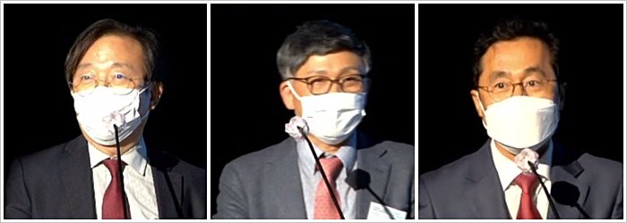 (좌로부터) 발제를 맡은 김갑순 동국대 교수, 오문성 한양여대 교수, 이동식 경북대 교수. [온라인 세미나 캡처]