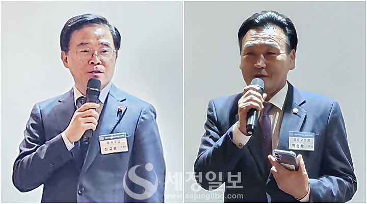 진교훈 강서구청장(좌)과 박성호 강서구의회 의장(우)