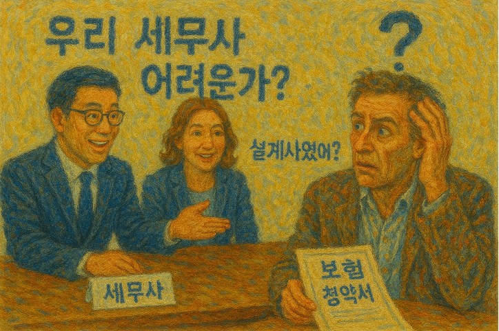 세무사가 기존 고객에게 잘못 접근하면 보험설계사(FC)처럼 인식되는 문제를 모네 풍으로 형상화_ChatGPT 4o [필자 제공]