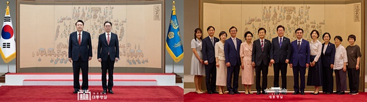 (좌) 2024년 8월 2일 윤석열 대통령이 강민수 국세청장에게 임명장을 수여했다. (우) 2025년 7월 28일 이재명 대통령이 임광현 국세청장에게 임명장을 수여했다. [사진: 대통령실]